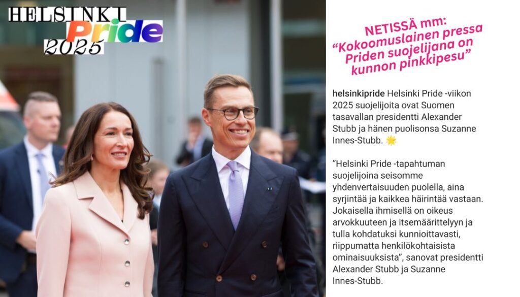 Pride Helsinki 2025 Alexander Stubb Kokoomus sateenkaari pinkkipesu